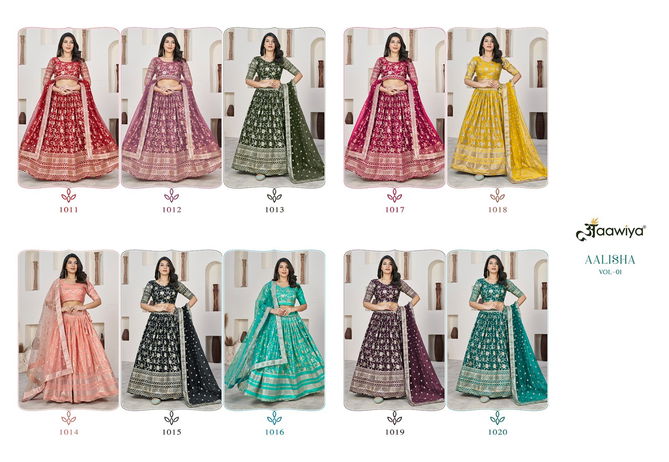 Aalisha Vol 1 By Aawiya Dola Jacquard Designer Lehenga Choli Wholesale Online